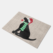 Personalisierter Weihnachtsschwarzer Latexhund Fußmatte (Schrägansicht)