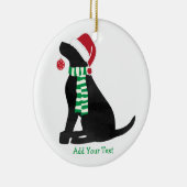 Personalisierter Weihnachtsschwarzer Latexhund Keramik Ornament (Rechts)