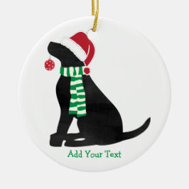 Personalisierter Weihnachtsschwarzer Latexhund Keramik Ornament