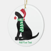 Personalisierter Weihnachtsschwarzer Latexhund Keramik Ornament (Links)