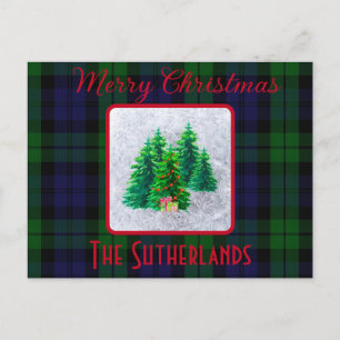 Personalisierter Weihnachtsschwarzer Uhren Tartan Feiertagspostkarte