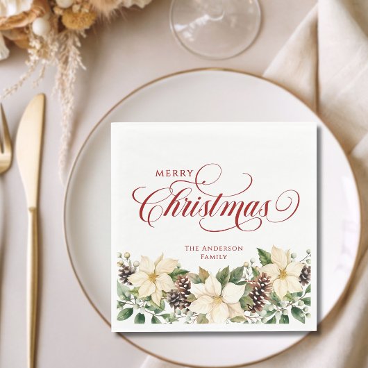 Personalisierter Weihnachtsstern Weiß Serviette