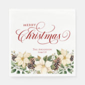 Personalisierter Weihnachtsstern Weiß Serviette (Vorderseite)