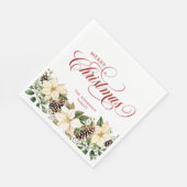 Personalisierter Weihnachtsstern Weiß Serviette (Ecke)