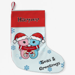 Personalisierter Weihnachtsstrumpf für Seepferdche Kleiner Weihnachtsstrumpf