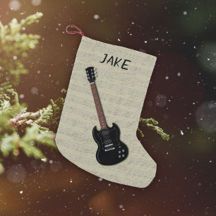 Personalisierter Weihnachtsstrumpf Gitarre für Jun Kleiner Weihnachtsstrumpf