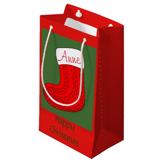 Personalisierter WeihnachtsStrumpf Kleine Geschenktüte (Vorderseite Schrägansicht)