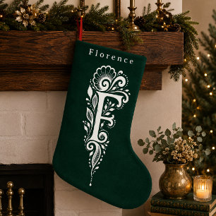Personalisierter Weihnachtsstrumpf mit botanischem Kleiner Weihnachtsstrumpf