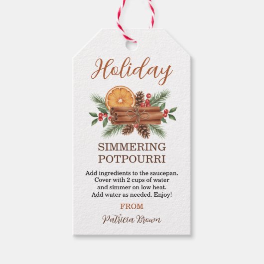 Personalisierter Weihnachtstopf-Potpourri Geschenkanhänger (Vorderseite)