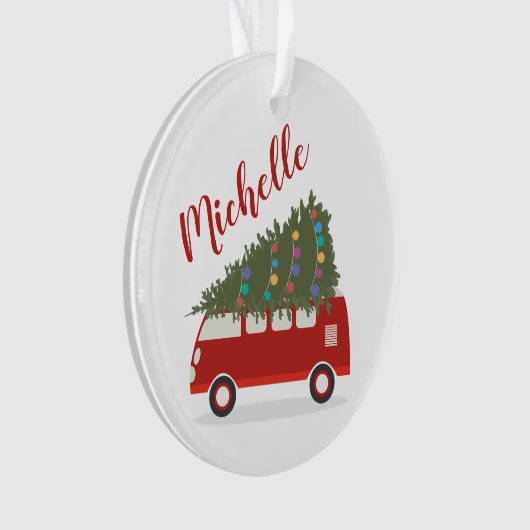 Personalisierter Weihnachtswagen & Baum Ornament (Vorderseite)