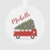 Personalisierter Weihnachtswagen & Baum Ornament (Vorderseite)