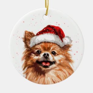Personalisierter Weihnachtszwerg Pomeranian Keramik Ornament