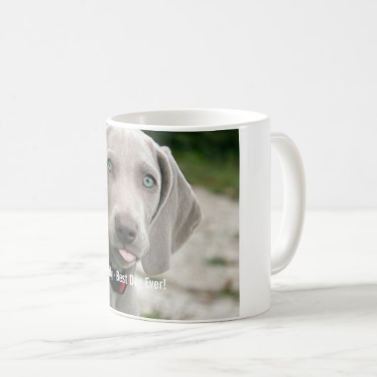 Personalisierter Weimaraner HundeFoto-und Kaffeetasse (VorderseiteRechts)