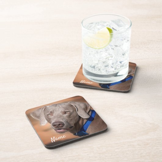 Personalisierter Weimaraner Welpenhund Getränkeuntersetzer (Rechte Seite)