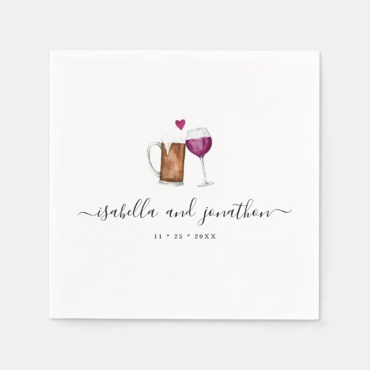 Personalisierter Wein & Bierbraut Napkins Serviette (Vorderseite)