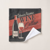 Personalisierter Weinkeller Flaschen Bar Badhandtuch Set (Waschlappen)