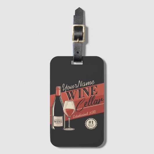 Personalisierter Weinkeller Flaschen Bar Gepäckanhänger (Vorderseite Vertikal)