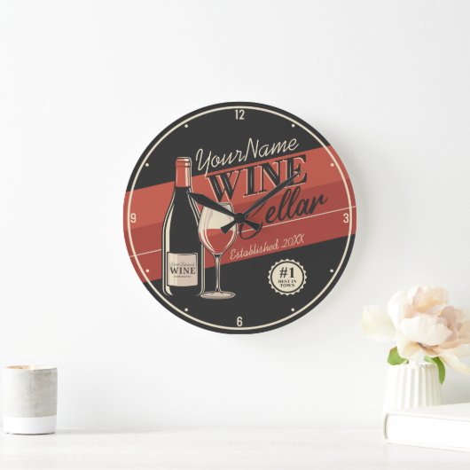 Personalisierter Weinkeller Flaschen Bar Große Wanduhr (Zuhause)