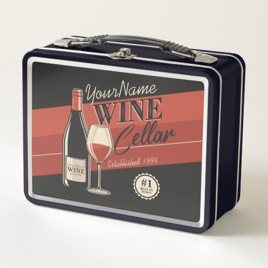 Personalisierter Weinkeller Flaschen Bar Metall Brotdose (Vorderseite)