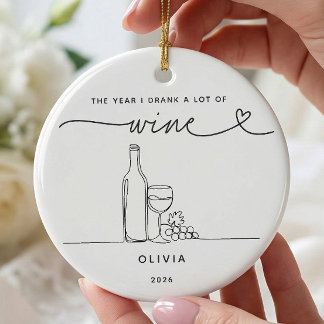 Personalisierter Weinliebhaber-Weihnachts-Schmuck Keramik Ornament