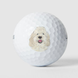 Personalisierter Weißcreme-Doodle-Hund Golfball
