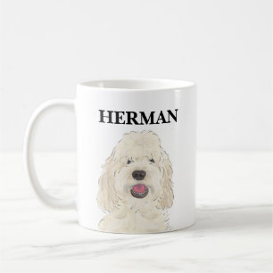 Personalisierter Weißcreme-Doodle-Hund Kaffeetasse