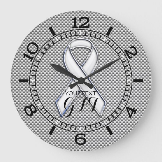 Personalisierter weißer Band-Bewusstsein Weißer Ko Große Wanduhr (Vorderseite)