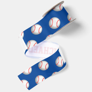 Personalisierter weißer Baseball mit roter Naht Satinband