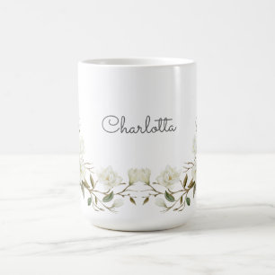Personalisierter weißer Blumenbecher, eleganter be Kaffeetasse