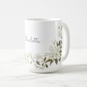 Personalisierter weißer Blumenbecher, eleganter be Kaffeetasse (VorderseiteRechts)