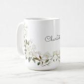 Personalisierter weißer Blumenbecher, eleganter be Kaffeetasse (Vorderseite Links)
