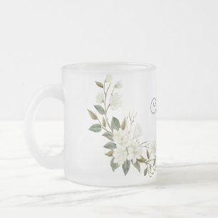 Personalisierter weißer Blumenbecher, eleganter be Mattglastasse