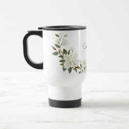 Personalisierter weißer Blumenbecher, eleganter be Reisebecher