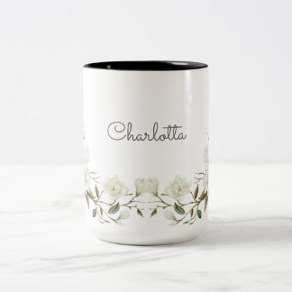 Personalisierter weißer Blumenbecher, eleganter be Zweifarbige Tasse