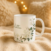 Personalisierter weißer Blumengrat, eleganter benu Kaffeetasse