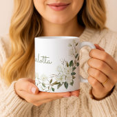 Personalisierter weißer Blumengrat, eleganter benu Kaffeetasse