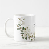 Personalisierter weißer Blumengrat, eleganter benu Kaffeetasse (Links)