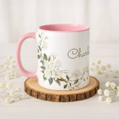 Personalisierter weißer Blumengratisbecher, elegan Tasse
