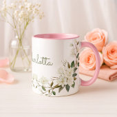 Personalisierter weißer Blumengratisbecher, elegan Tasse