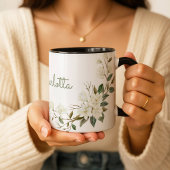 Personalisierter weißer Blumengratisbecher, elegan Tasse