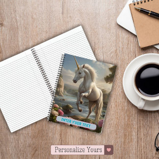 Personalisierter Weißer Einhorn Blumenstrom Notizblock