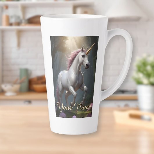 Personalisierter Weißer Einhornwald Milchtasse