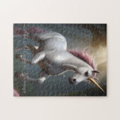Personalisierter Weißer Einhornwald Puzzle (Horizontal)