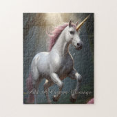Personalisierter Weißer Einhornwald Puzzle (Vertikal)