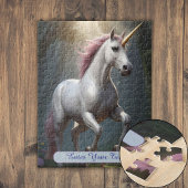 Personalisierter Weißer Einhornwald Puzzle