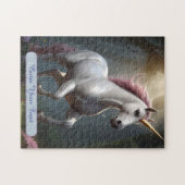 Personalisierter Weißer Einhornwald Puzzle (Horizontal)
