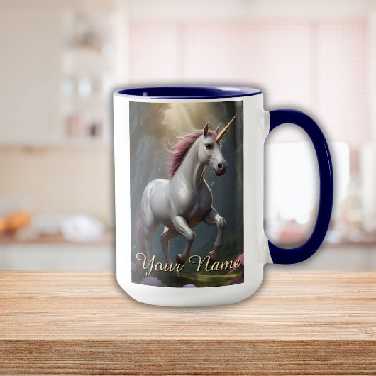 Personalisierter Weißer Einhornwald Tasse