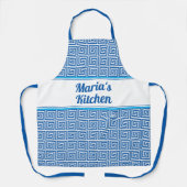 Personalisierter weißer griechischer Schlüsselanhä Schürze (Vorderseite)