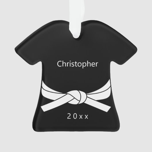 Personalisierter Weißer Gürtel Ornament (Vorderseite)