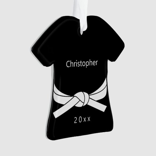 Personalisierter Weißer Gürtel Ornament (Vorderseite)